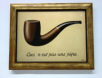 Картина "Вероломство образов, 1929 г. и надпись "Это не трубка" на ней дали идею для названия серег.