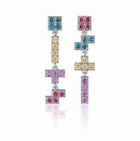 Серьги серебряные с камнями TETRIS Серьги серебряные с камнями TETRIS