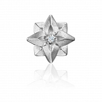 Моносерьга серебряная с натуральным бриллиантом ORIGAMI LOTOS