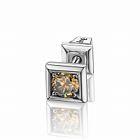 Серебряная монопусета с натуральным коньячным бриллиантом QUADRO COGNAK