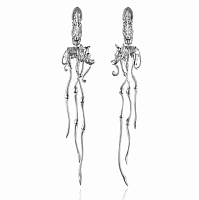 Длинные серебряные серьги ELEPHANT EARRINGS WHITE