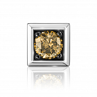 Серебряная монопусета с натуральным коньячным бриллиантом QUADRO COGNAC